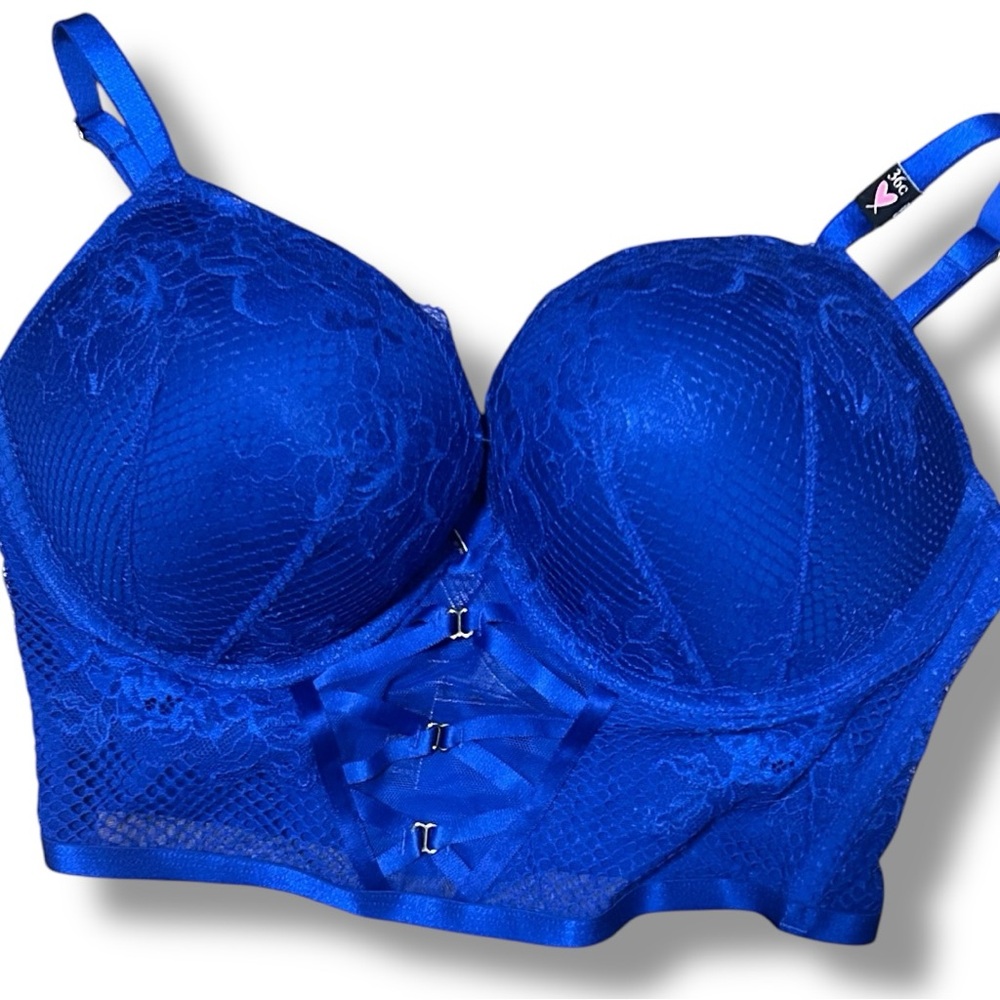 NWT Victoria’s Secret Blue Push Up Bra Corset- 36C